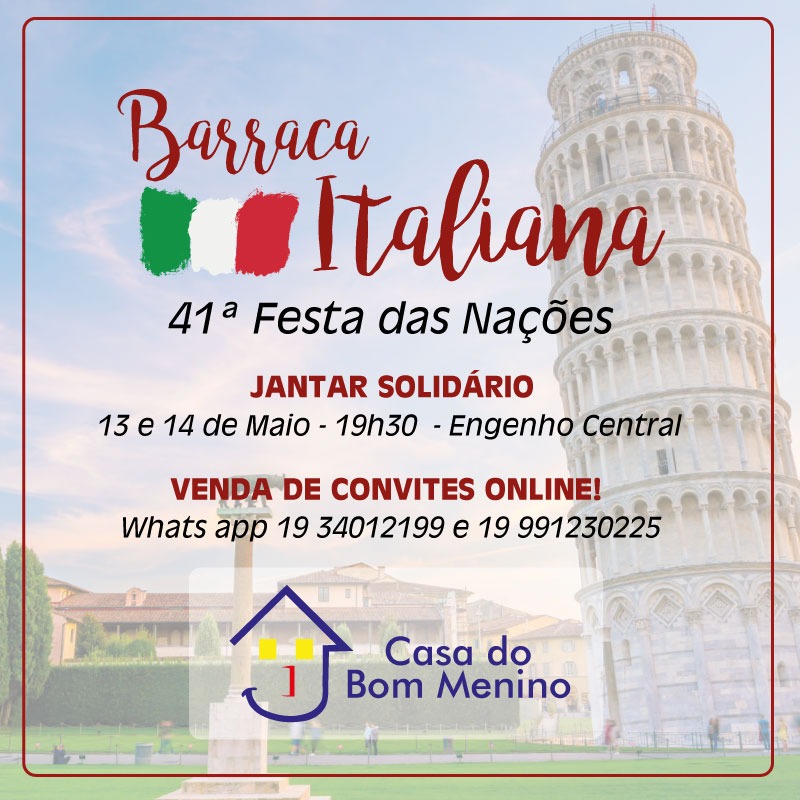 JANTAR ITALIANO - CASA DO BOM MENINO