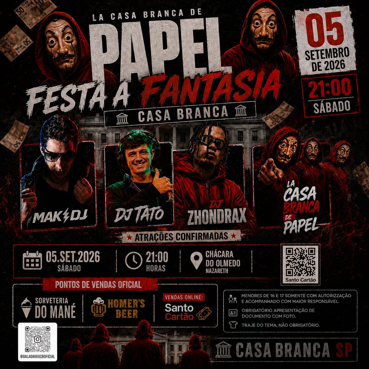 Lá Casa Branca de Papel Festa a Fantasia
