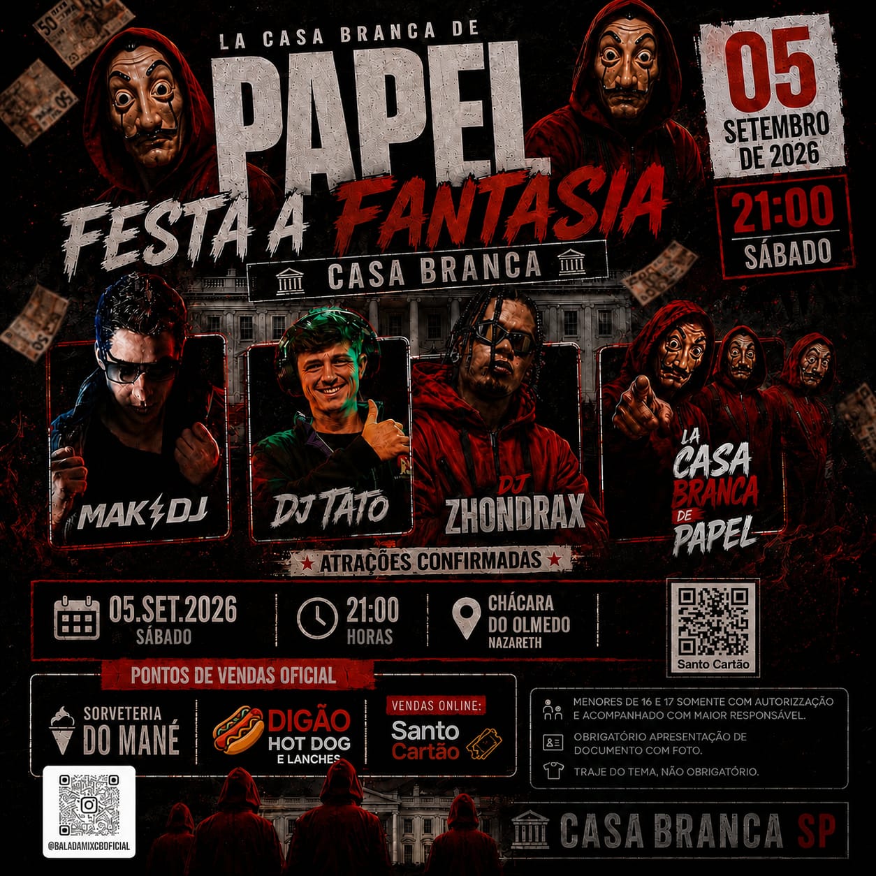 Lá Casa Branca de Papel Festa a Fantasia